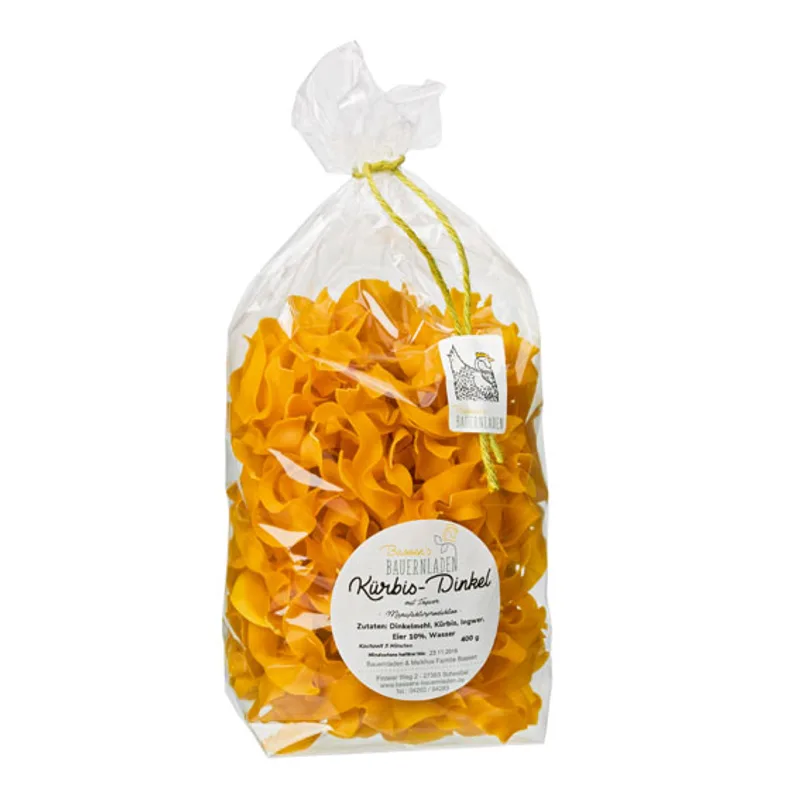 Dinkel-Kürbis Nudeln von Bassen´s Bauernladen