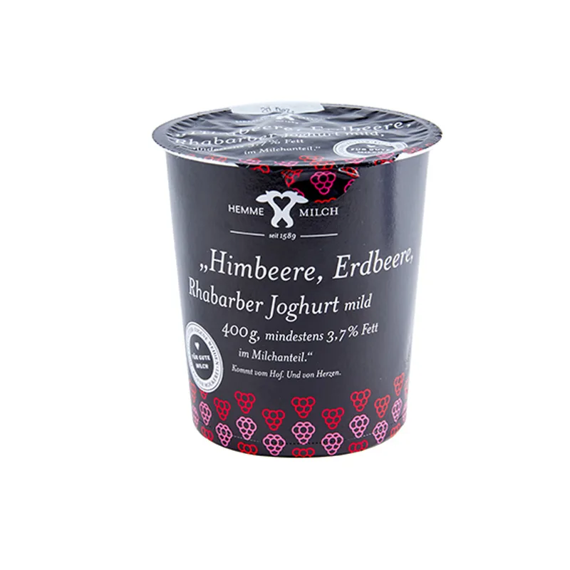 Himbeere, Erdbeere, Rhabarber Joghurt mild, 400g von Hemme Milch GmbH & Co. Vertriebs KG