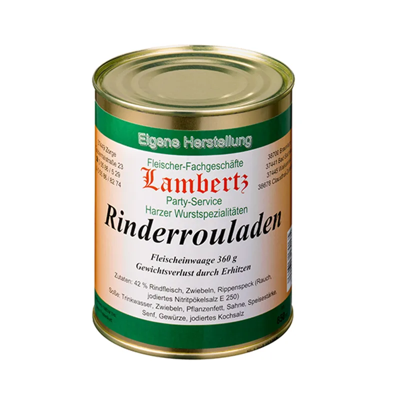 Rinderrouladen in der Dose von Fleischer-Fachgeschäfte Lambertz