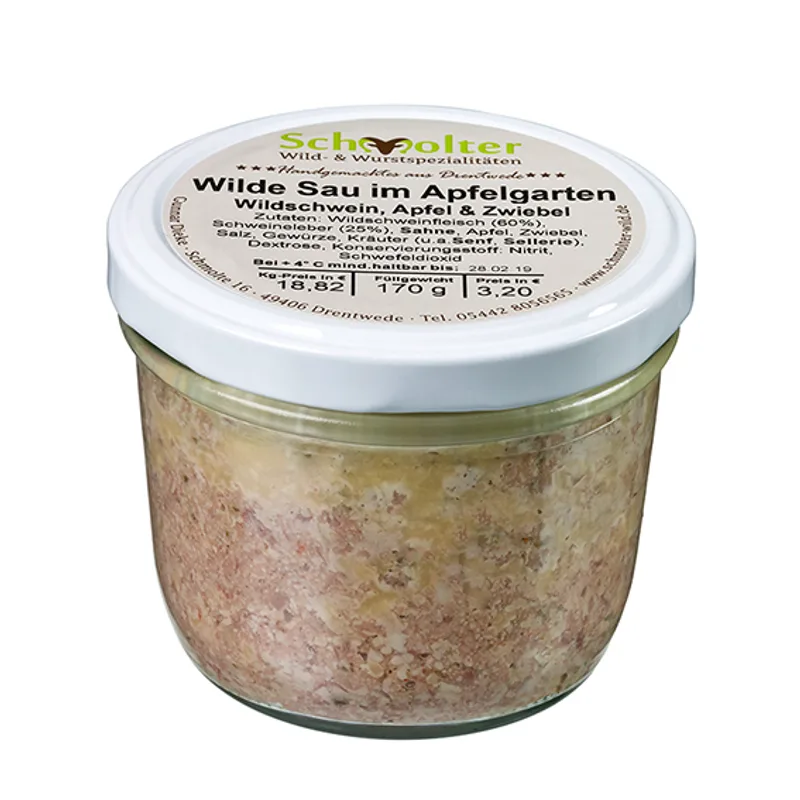 Wilde Sau im Apfelgarten -Wildschwein, Apfel und Zwiebel- von Schmolter Wild- und Wurstspezialitäten