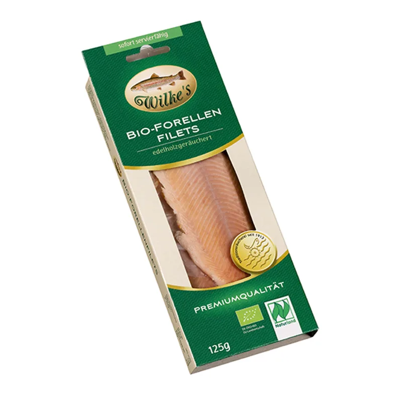 Wilke’s Bio- Forellenfilets -Edelholzgeräuchert- von Forellenhof Wilke GmbH