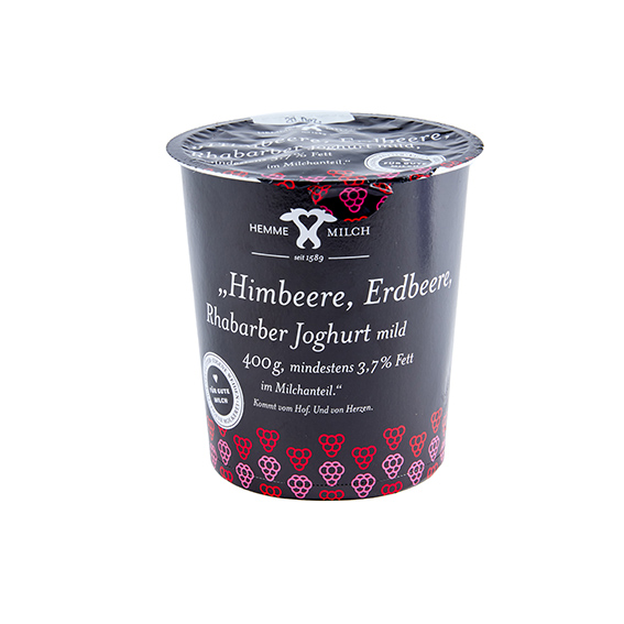 Himbeere, Erdbeere, Rhabarber Joghurt mild, 400g