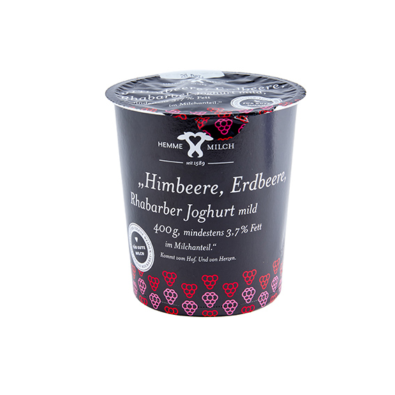 Himbeere, Erdbeere, Rhabarber Joghurt mild, 400g Himbeere, Erdbeere, Rhabarber Joghurt mild, 400g