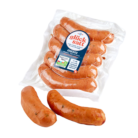Krakauer mit grünem Pfeffer und Gouda vom Aktivstall-Schwein (2022) Krakauer mit grünem Pfeffer und Gouda vom Aktivstall-Schwein (2022)
